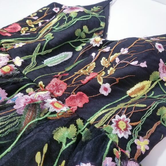 Mac Duggal Floral Embroidery Fit and Flare  Mini Dress Fairy-core Whimsical - Picture 5 of 11